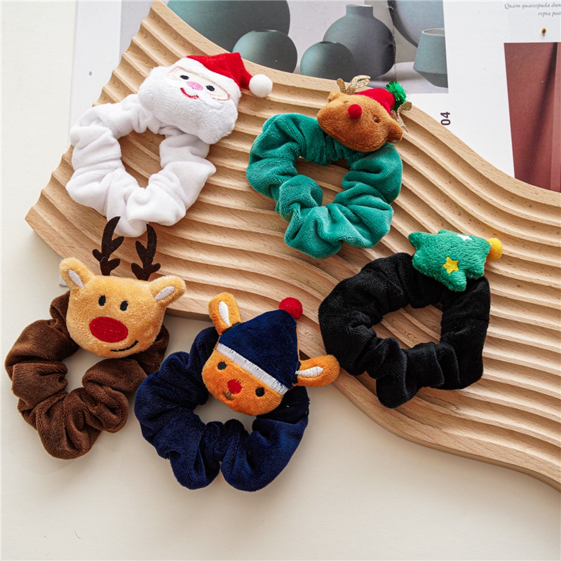 Dây Cột Tóc Vải Flannel Họa Tiết Hoạt Hình Dễ Thương Thời Trang Mùa Đông Cho Nữ