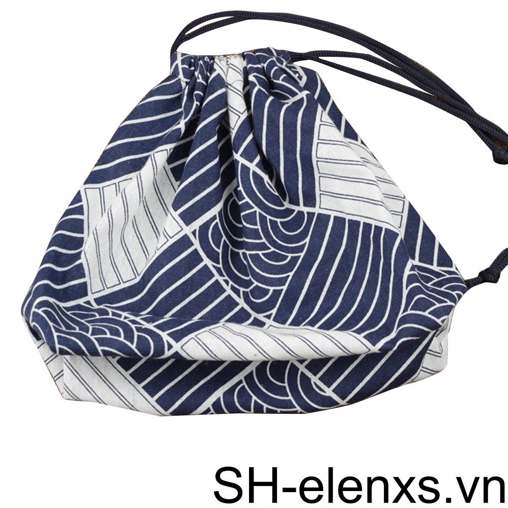 Túi Đựng Hộp Cơm Trưa Bằng Vải Lanh Cotton Thiết Kế Dây Rút Đơn Giản Sắp Xếp Gọn Gà