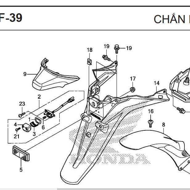 ỐP ĐUÔI SAU SH 2019 ZIN CHÍNH HÃNG HONDA