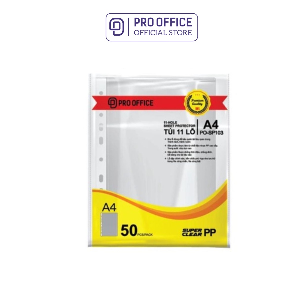 Túi Sơ Mi Lỗ Đựng Hồ Sơ PRO OFFICE Thiết Kế Chống Dính Và Tĩnh Điện An Toàn PO-SP103/105