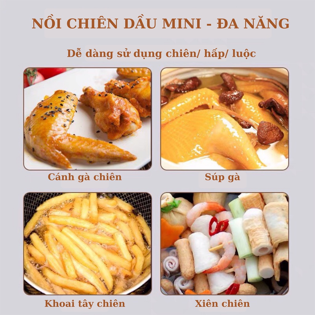 [HÀNG CAO CẤP] Nồi Chiên Đa Năng, Nồi Chiên Ngập Dầu Mini Cao Cấp