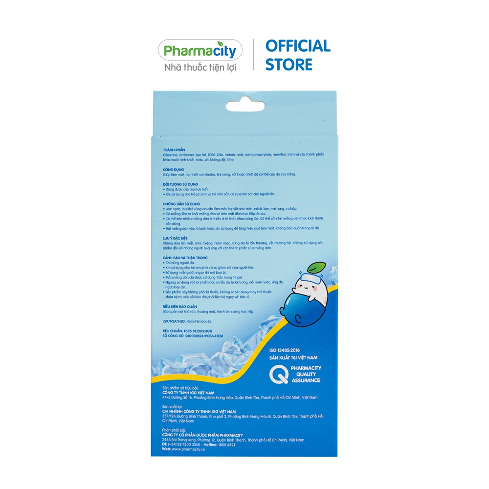 Miếng dán Pharmacity hạ sốt cho bé (Hộp 6 miếng)