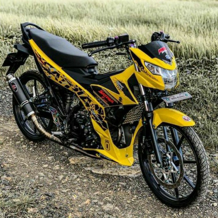 Tem rời Satria raider mẫu zin Stone Vàng đen