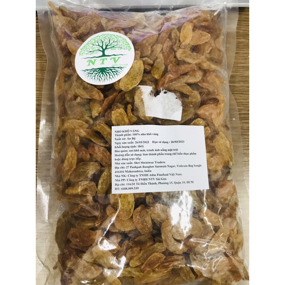 Nho Khô Vàng 1Kg- giao thương hiệu ngẫu nhiên
