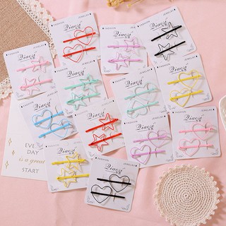 Set 2 Kẹp Tóc Trái Tim/ Ngôi Sao (Đủ Màu)