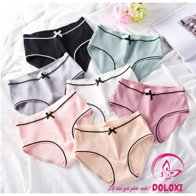 Quần lót nữ cotton tăm tre đính nơ điệu đà dễ thương gân 2 mặt siêu thoáng mát DLQ19