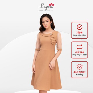 Đầm Thiết Kê Nữ Chữ A Phối Tay Ren Cao Cấp LUPERI LFV3213 Cho Nữ Công Sở