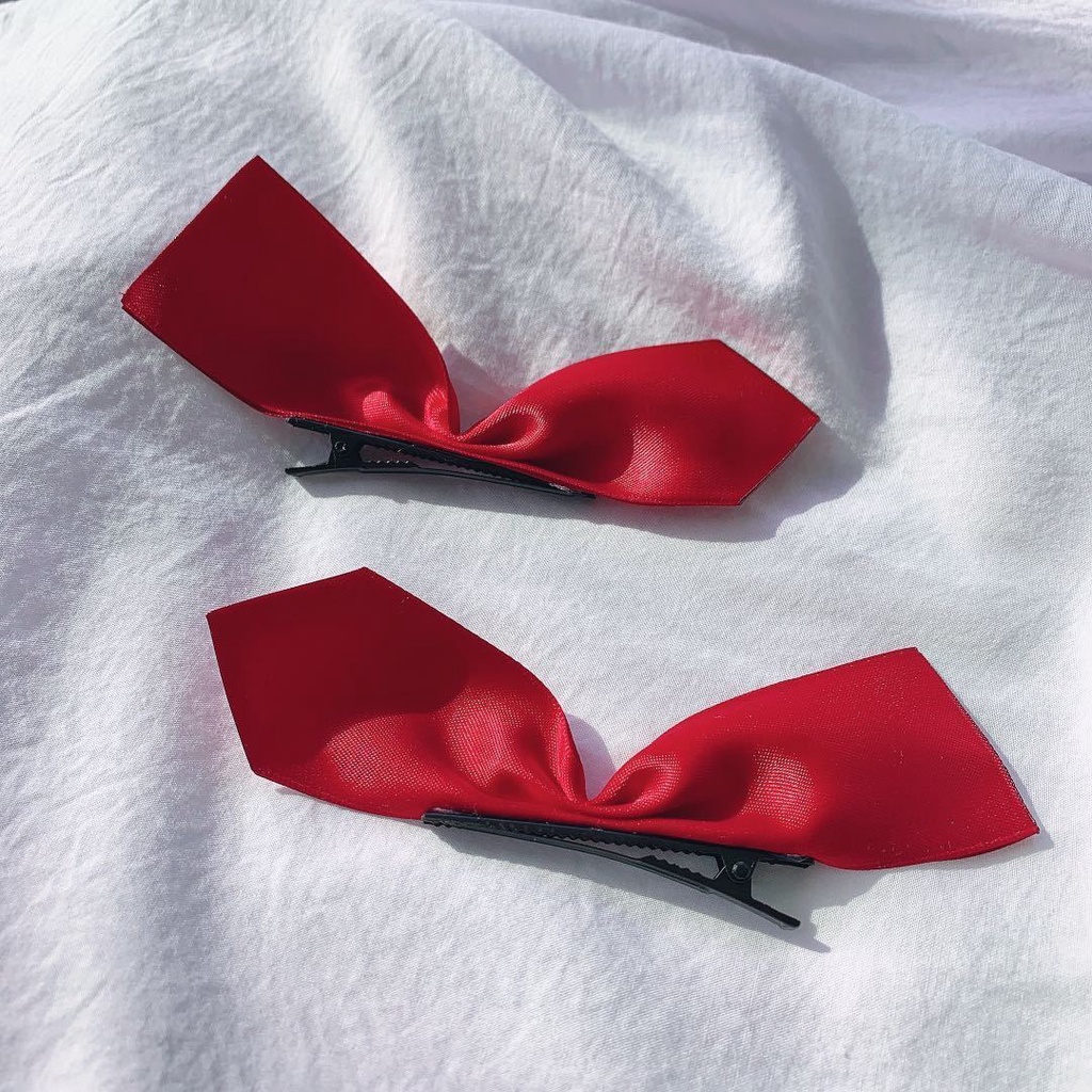 Bộ 2 Kẹp Tóc Nơ Bằng Satin Phong Cách Hàn Quốc Dễ Thương Dành Cho Bạn Gái