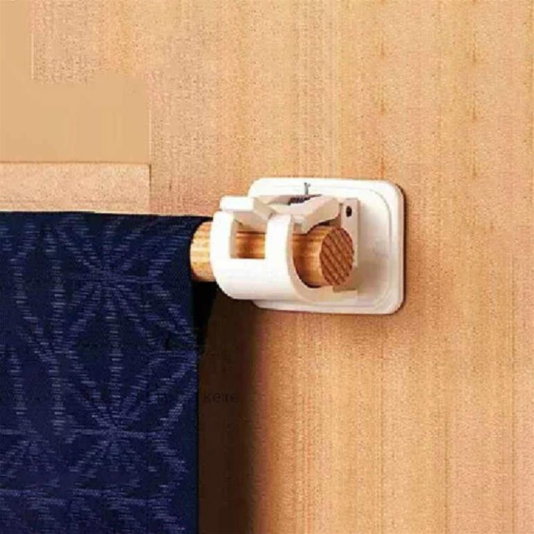 Bộ 2 móc giữ thanh treo rèm đa năng không cần khoan tường, lắp đặt dễ dàng