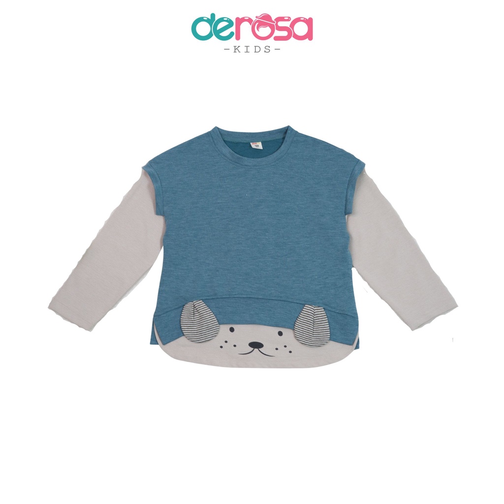 Áo dài tay thu đông bé trai DEROSA KIDS áo thun nỉ da cá cho trẻ em 2-6 tuổi AWKDZ592A