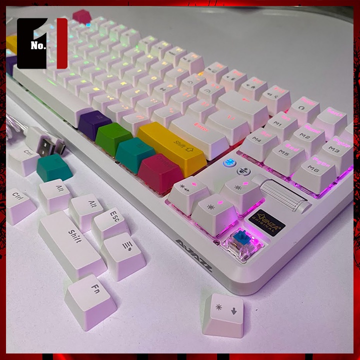 Bàn Phím Cơ Keycap Xuyên Led Gaming Bluetooth Máy Tính Ajazz K870T Màu Trắng Led RGB Bàn Phím Không Dây Laptop Pc