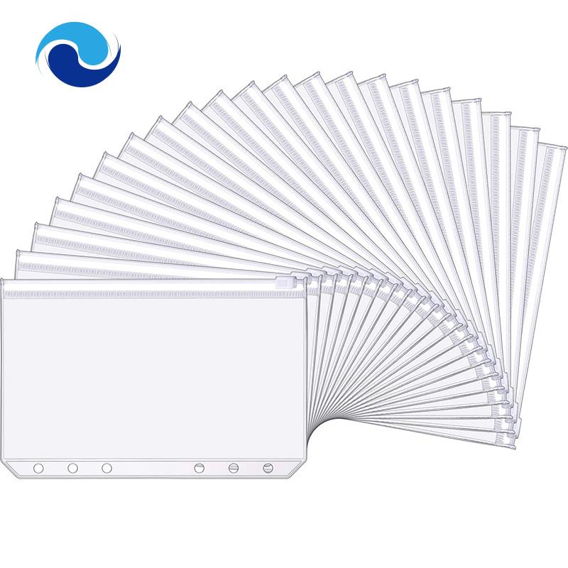 Set 15 túi đựng tài liệu cỡ A6 6 lỗ có khóa kéo tiện dụng