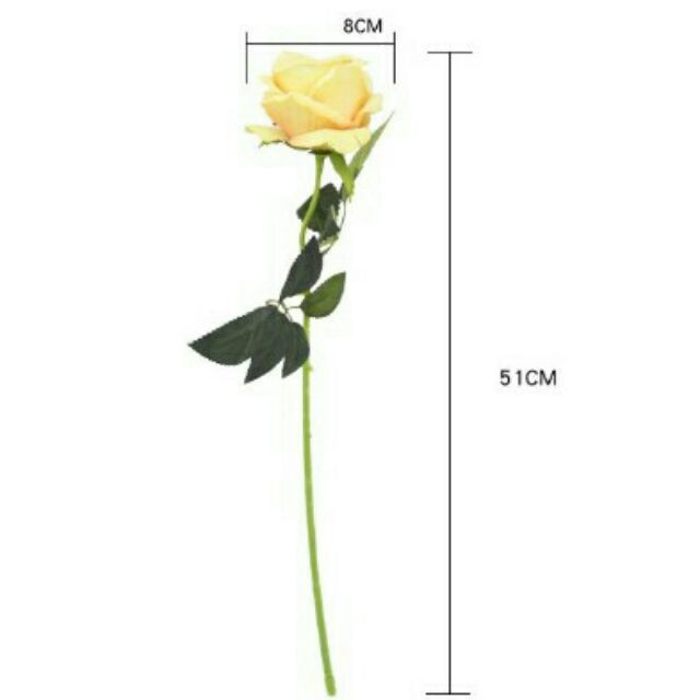 Hoa giả HOA HỒNG CAO CẤP 1 BÔNG SIZE LỚN 8CM CÀNH 50CM - Trang trí