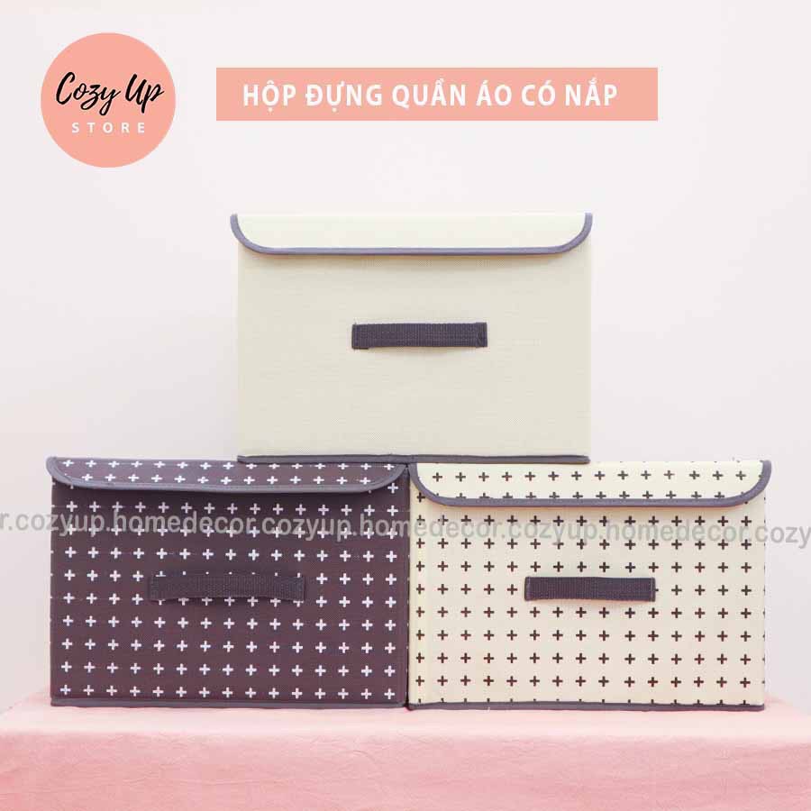 Hộp vải Đựng Quần Áo Có Nắp Gấp Gọn Tiện Lợi  -  35x25x25cm