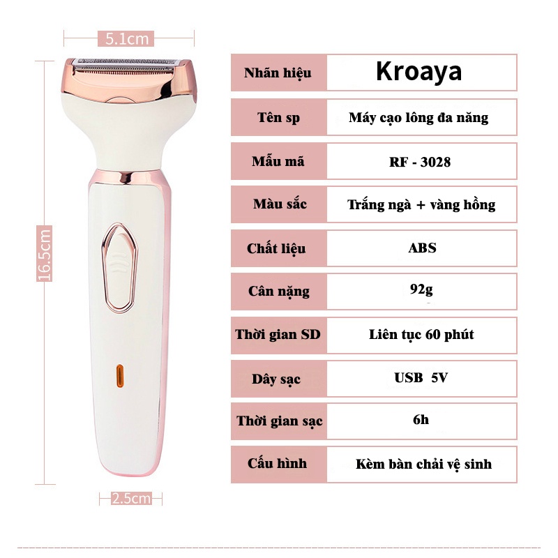 Máy cạo đa năng 5 in 1, cạo lông mày, body, cắt lông mũi, ủi tóc,... an toàn, sạch sẽ cho phái đẹp