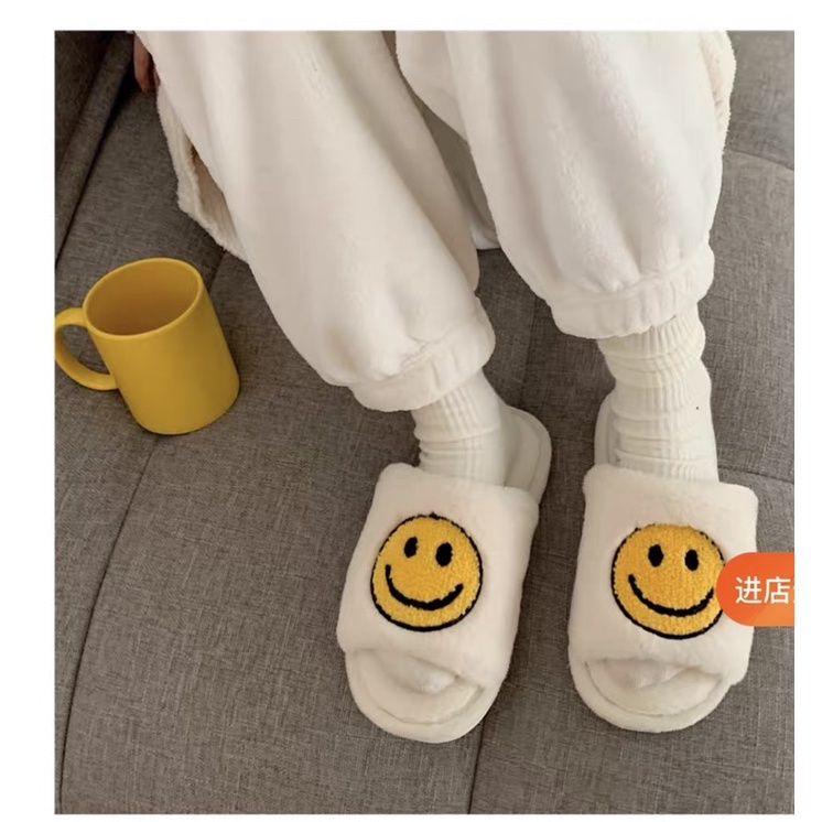 Dép bông mặt cười drew cute đế xốp chống trơn đi được cả ngoài đường