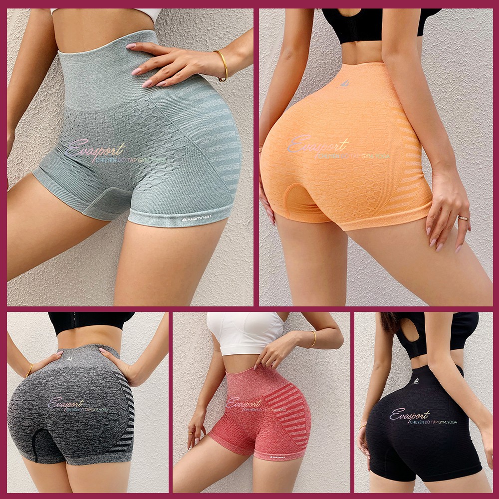 Quần đùi legging dệt kim cap lưng cao nữ NAQIYAYABEI tập gym yoga aerobic zumba co giãn