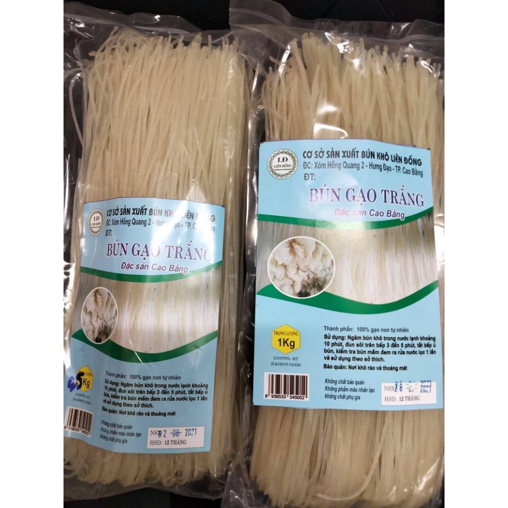 500g Bún trắng gạo bao thai, Bún khô Liên Đồng Cao Bằng,Bún Sạch không tẩy (500g)