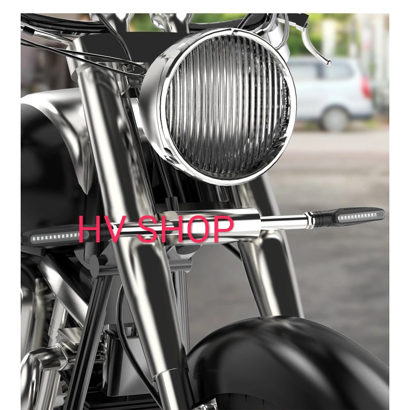 xinhan xe may Xi nhan led chớp tự động 2 màu nhỏ gọn HV8 ( sáng vàng - xanh ) ( 1 cặp )