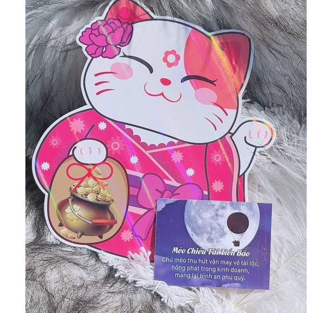 Set 12 Lì Xì Chibi Mèo Nhật Bản May Mắn - Lì Xì Tết Thần Tài Bản To Cao Cấp - Lana Queen