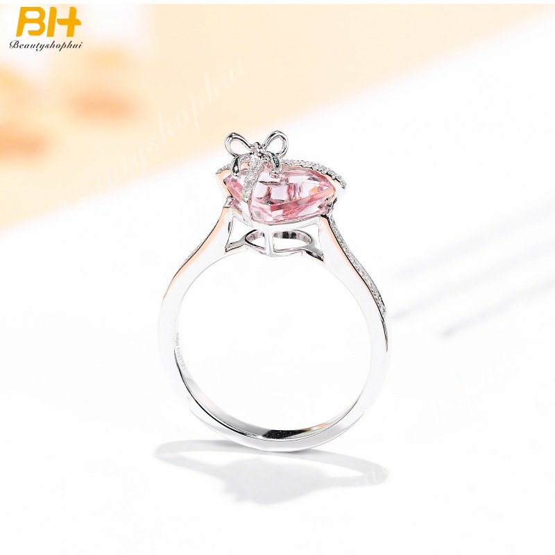 Nhẫn Thời Trang Đính Kim Cương Nhân Tạo Hình Trái Tim Xinh Xắn Cho Nữ