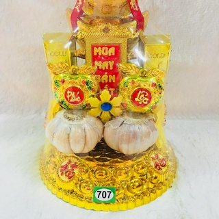 Tháp tỏi đậu tài lộc Vàng Tầng Vàng ngũ hành trang trí bàn thờ ông Địa ông Thần Tài trang trí Tết 2021 MS-707
