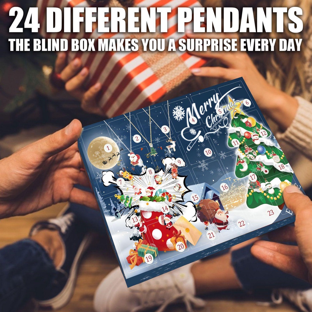 CHOOKEY Hộp Quà Tặng Giáng Sinh Gồm Vòng cổ + Lịch + Lịch Đếm Ngược Xinh Xắn