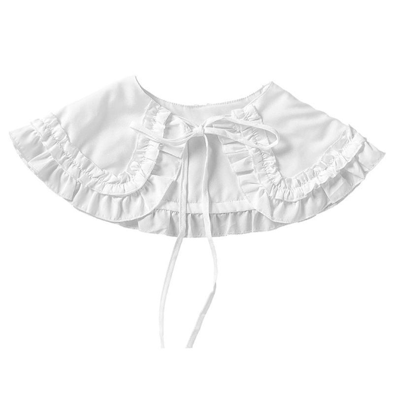 Áo Sơ Mi Cổ Búp Bê Hai Lớp Đính Nơ Ruy Băng Màu Trơn Phong Cách Lolita Dành Cho Nữ Sha