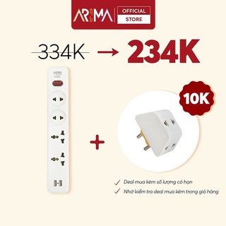 Bộ đôi ổ cắm điện có cổng USB ARIMA SOPOKA 2200W và ổ chia điện 3 cửa P11