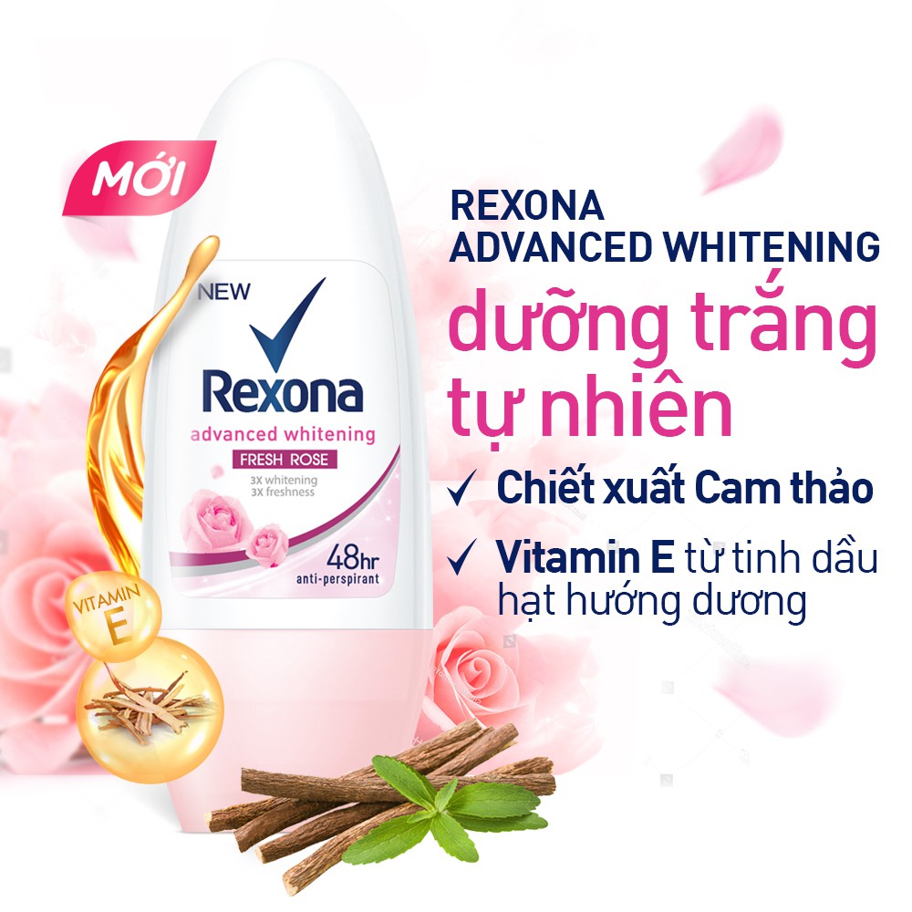 Lăn khử mùi nữ Rexona 50ml:Whitening Fresh Rose