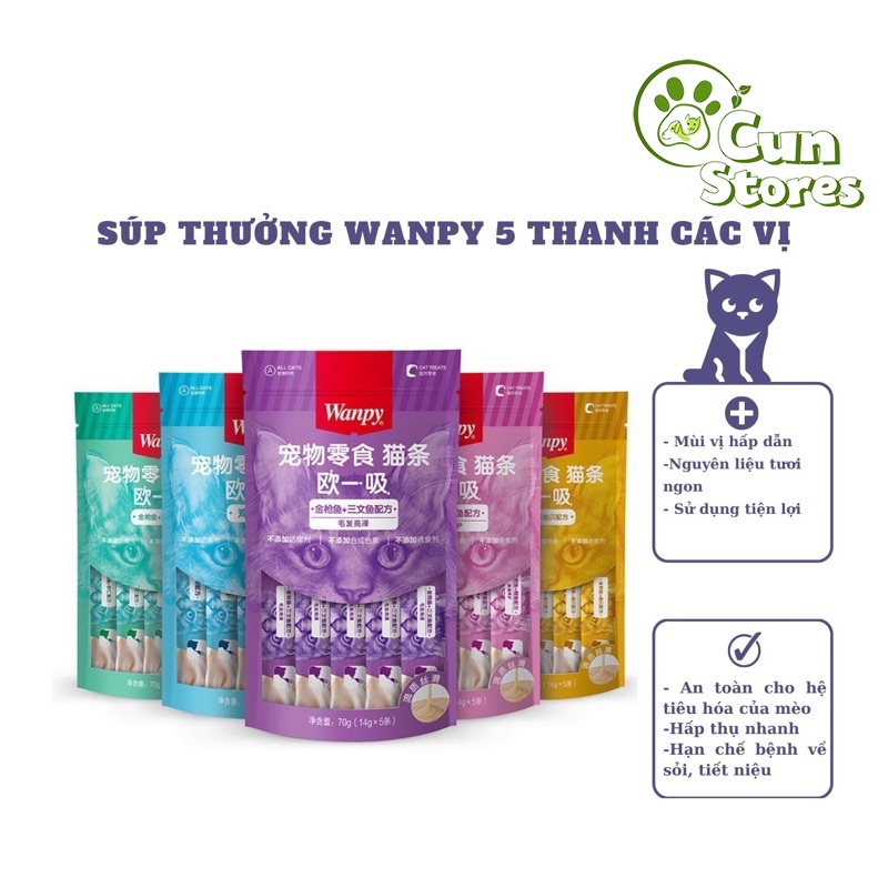Súp thưởng Wanpy 5 thanh các vị