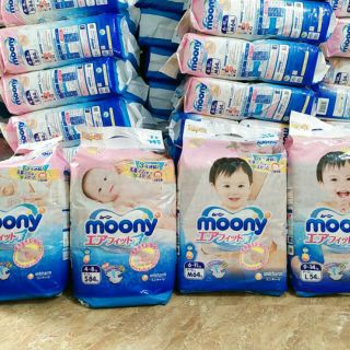Bỉm dán nội địa moony size s84 m64 l54 nb90