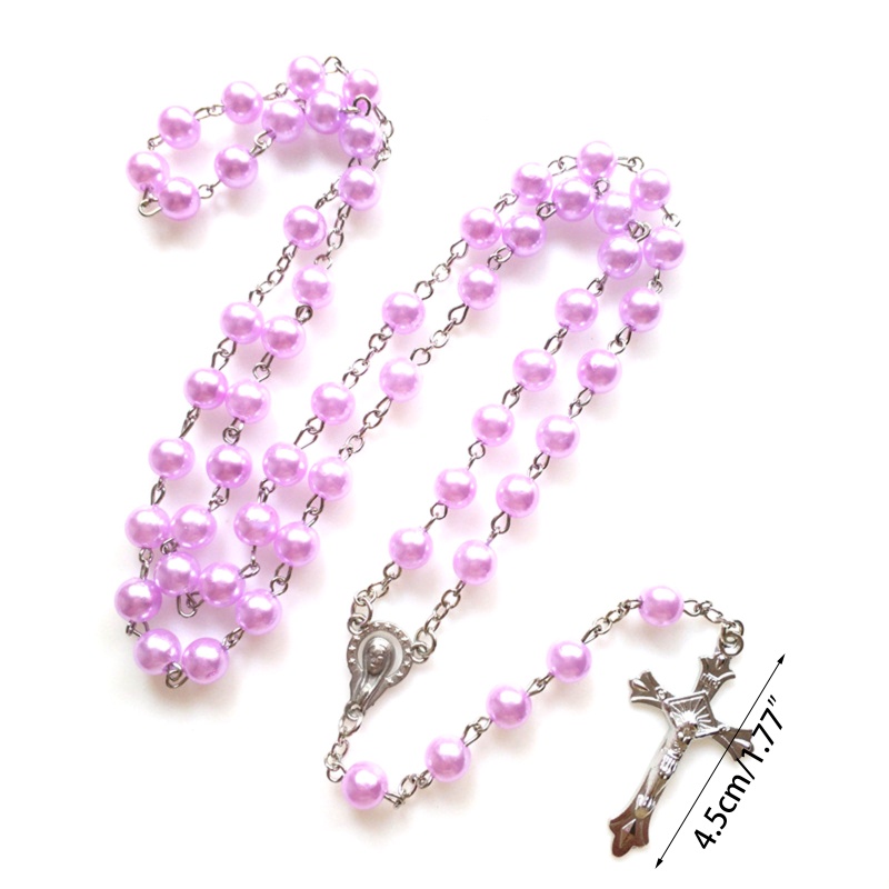 Aoto Vòng cổ Mặt Thánh Giá Màu Tím Nhân Tạo