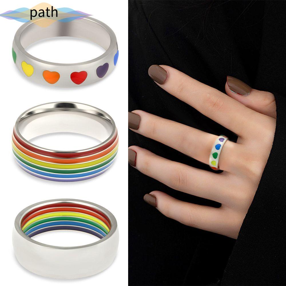 Nhẫn cầu vồng LGBT làm bằng thép không gỉ