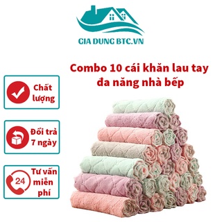 Combo 10 cái khăn lau tay đa năng nhà bếp - khăn lau bát đĩa siêu thấm hút, dễ dàng giặt phơi nhanh khô - Lỗi 1 đổi 1