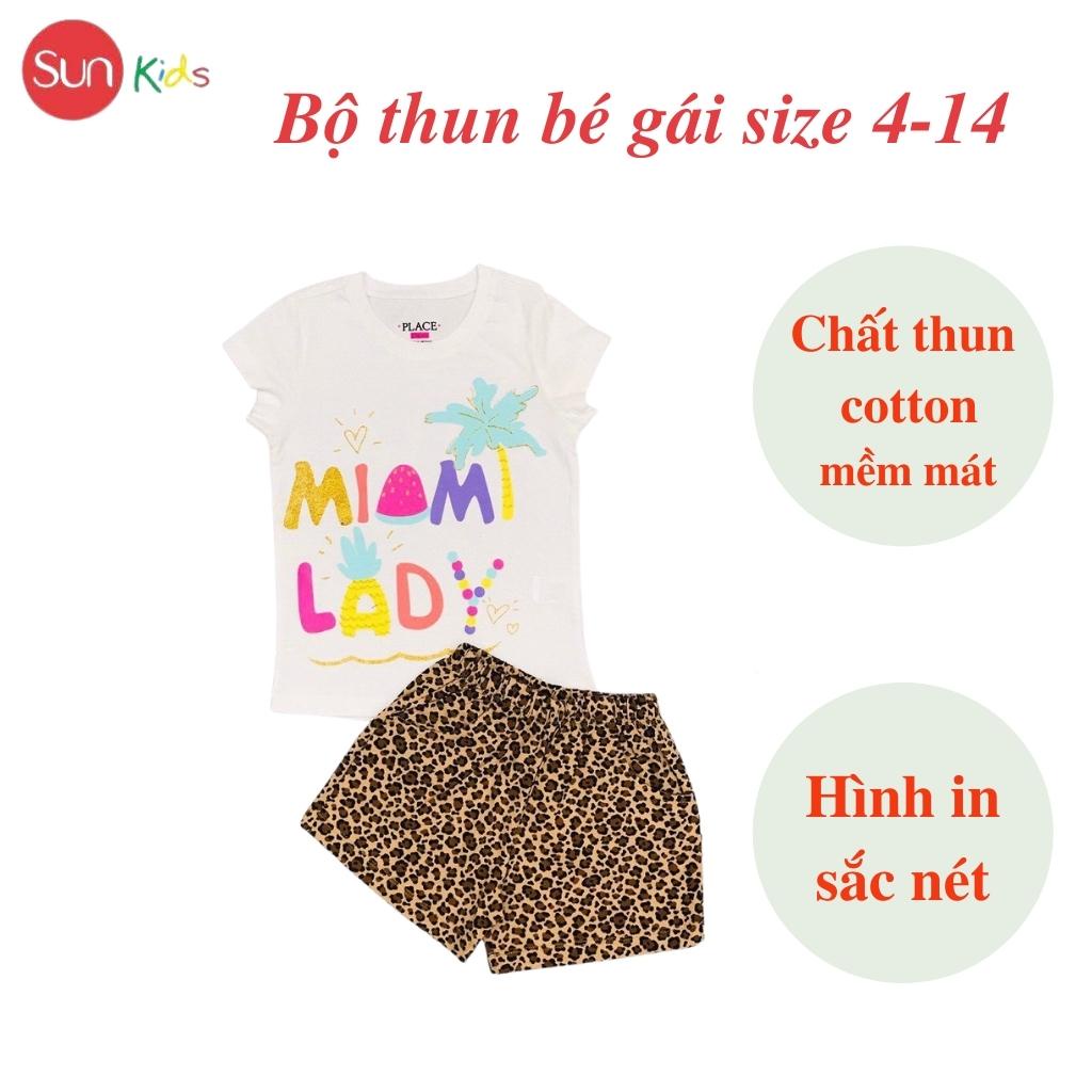 Đồ bộ thun bé gái, đồ bộ trẻ em chất cotton, có nhiều màu, size 4-14 tuổi - SUNKIDS