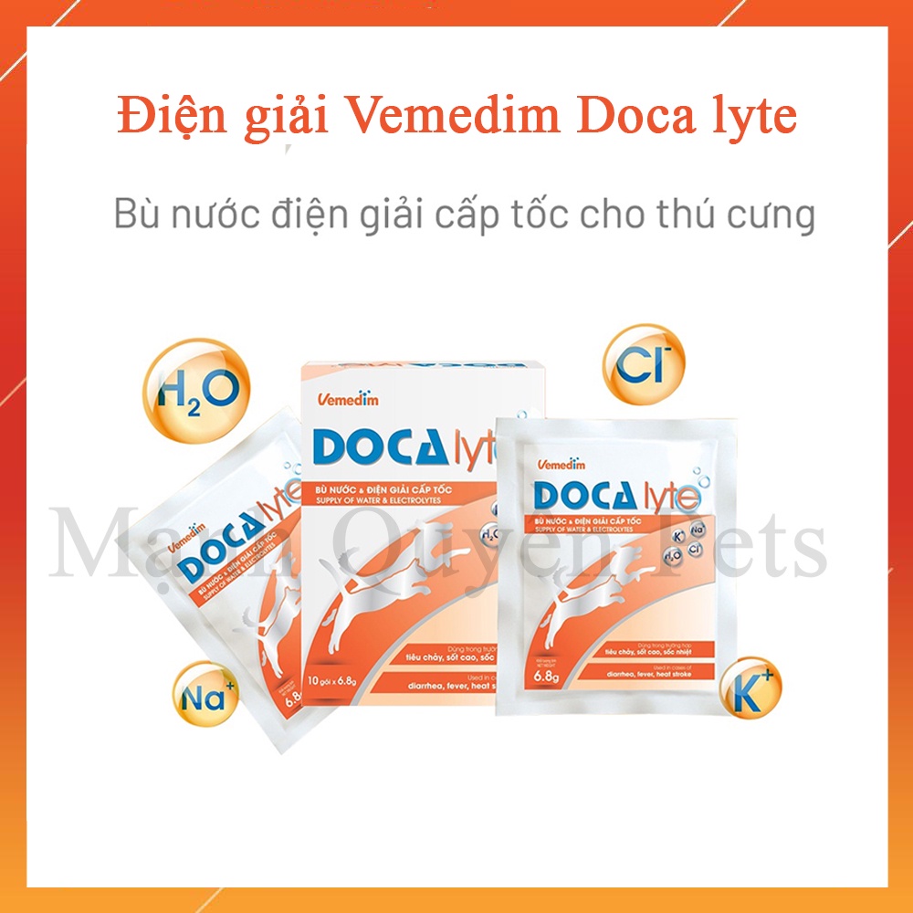 Bột pha nước uống bổ sung cấp tốc các ion điện giải, glucose và glycine, bù nước cho chó mèo, gói 6.8g