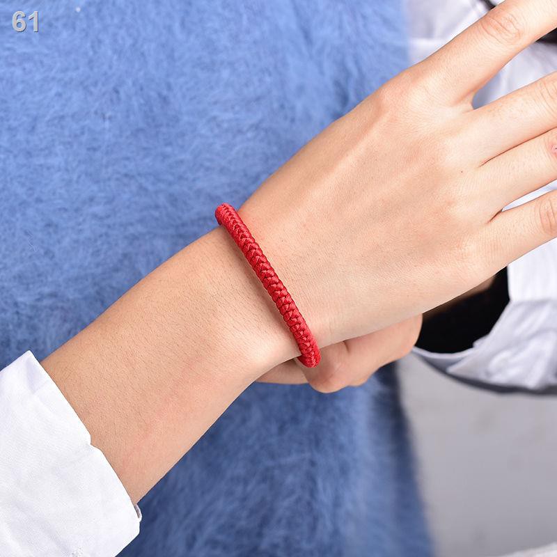 Sợi dây màu đỏ tương tự của Xiao Zhan Chín lần Kim cương Thắt nút Ác Hộ vệ an toàn Vòng tay đơn giản, đeo tay,