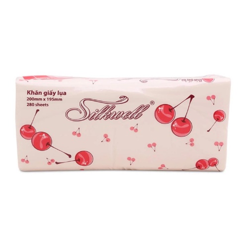 Khăn giấy ăn rút lụa Silkwell Cherry gói 280 tờ