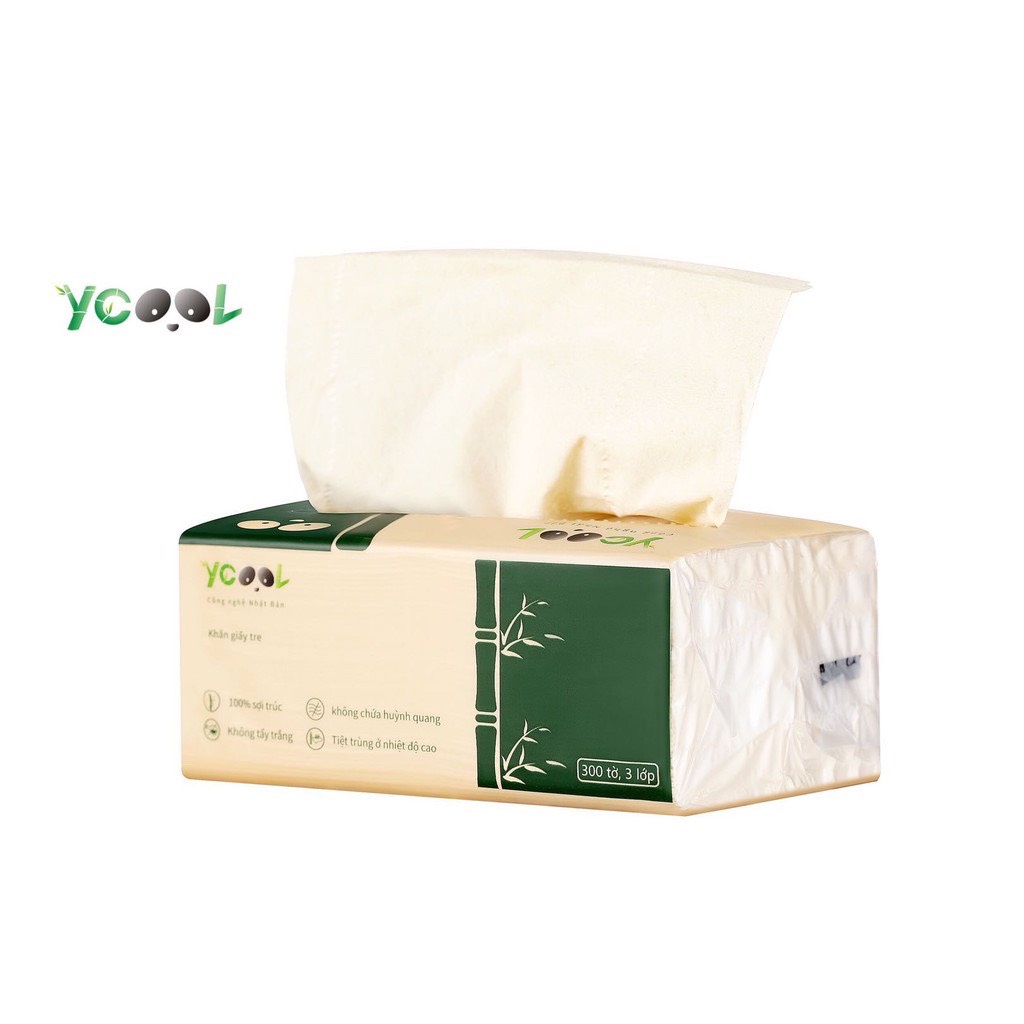 Giấy ăn Gấu Trúc YCOOL thùng 30 gói/300 tờ/4 lớp siêu mềm mịn, siêu dai , không chất tẩy, an toàn cho người sử dụng