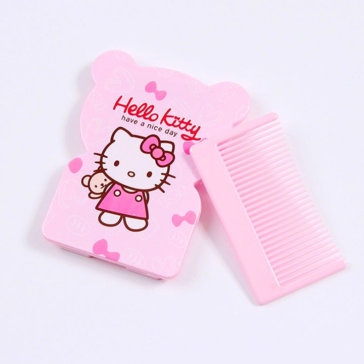 Bộ lược chải tóc và gương cầm tay Hello Kitty đáng yêu cho bé gái BBShine – I002