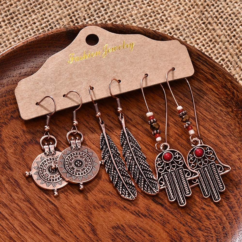 Bộ 3 Đôi Khuyên Tai Phong Cách Boho Thời Trang Cho Nữ