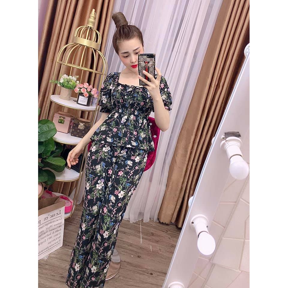 Đồ bộ lụa họa tiết sang trọng- Hàng Việt Nam Cao Cấp