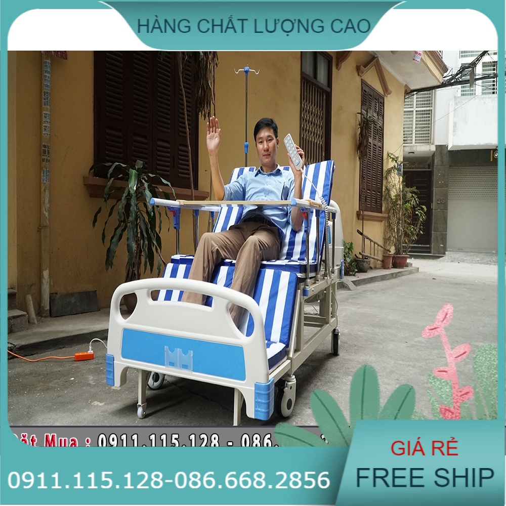 Giường Bệnh Nhân 4 Tay Quay 10 Chức Năng Nhập Khẩu Chạy Điện 5 Pittong