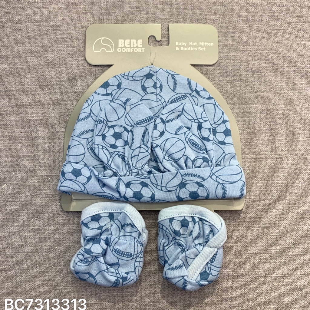 Set mũ, bao chân,bao tay cho bé sơ sinh nhiều màu BEBE COMFORT 100% Cotton Hàng Chính Hãng