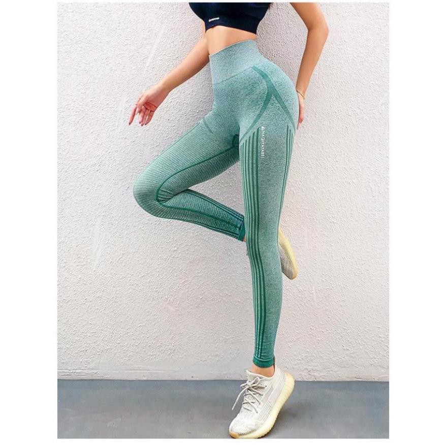 [EMMA] Quần Tập Gym Nữ Yoga [LEGGING] Naqi Sọc Dệt Kim Sóng Mới [ĐỒ TẬP]