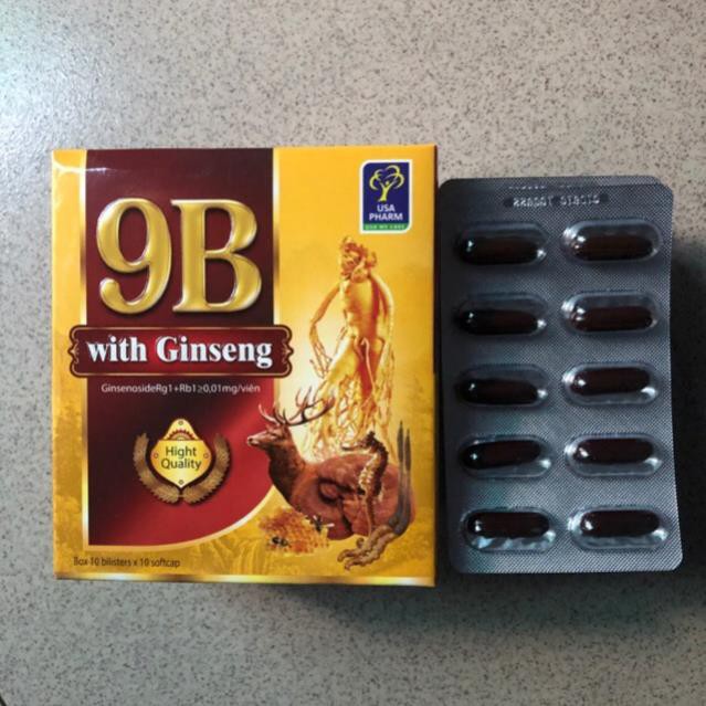 VIÊN BỔ NHÂN SÂM 9B WITH GINSENG – BỔ SUNG VITAMIN, BỒI BỔ CƠ THỂ, NÂNG CAO THỂ LỰC VÀ TRÍ LỰC - HỘP 100 VIÊN