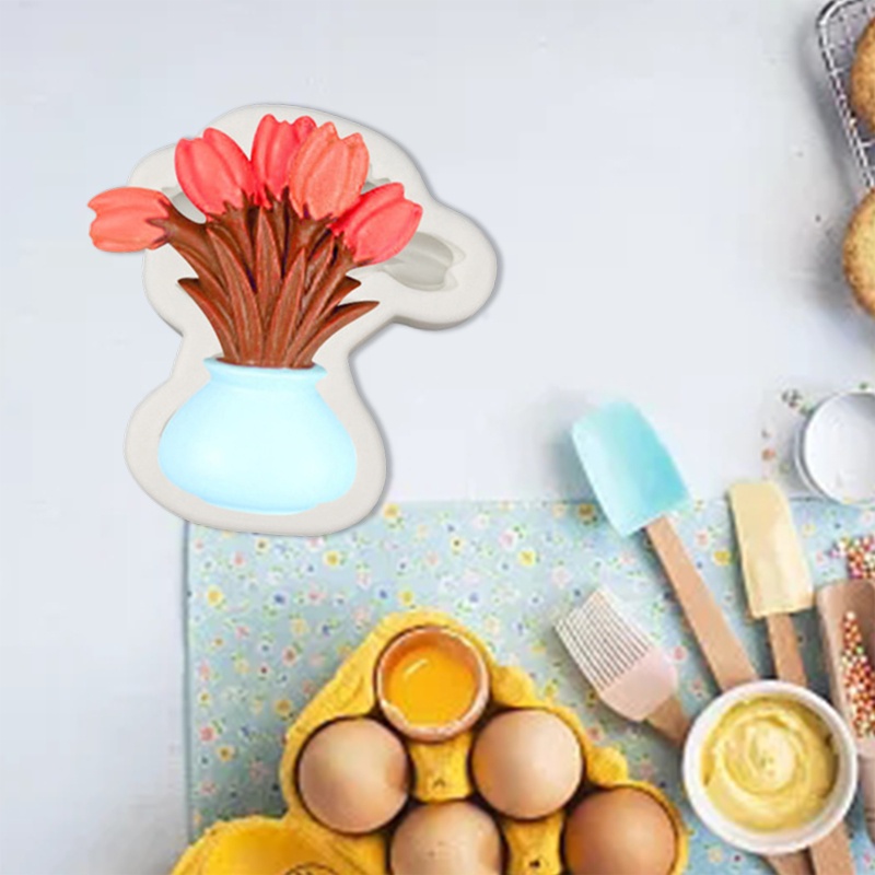 Khuôn Làm Sô Cô La Hình Bình Hoa Tulip Bằng Silicone DIY