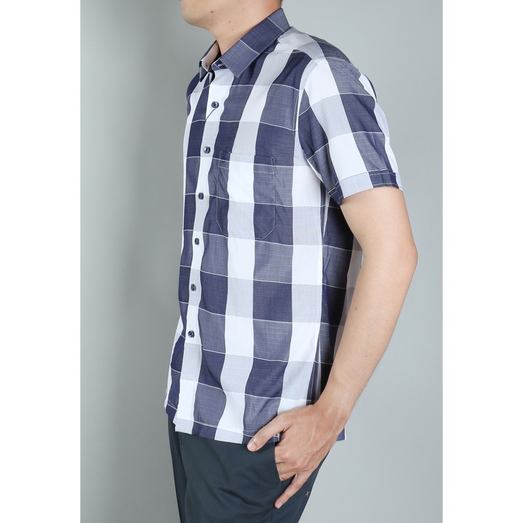 Áo sơ mi ngắn tay bodyfit Owen - BA90501NT - Xanh Caro | BigBuy360 - bigbuy360.vn