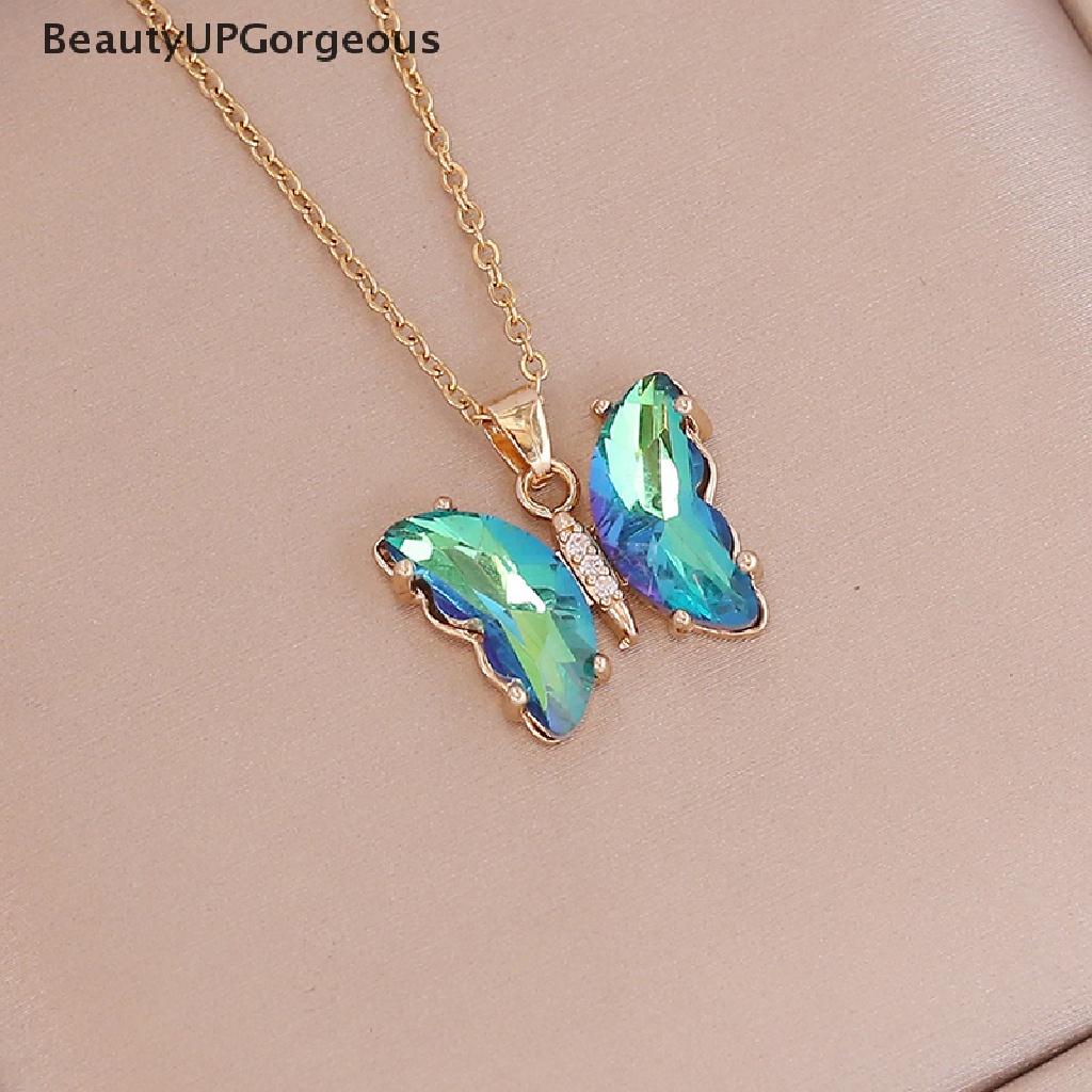 Vòng cổ Bằng Thép Không Gỉ Mặt Bướm Màu Gradient Thời Trang Dành Cho Nữ